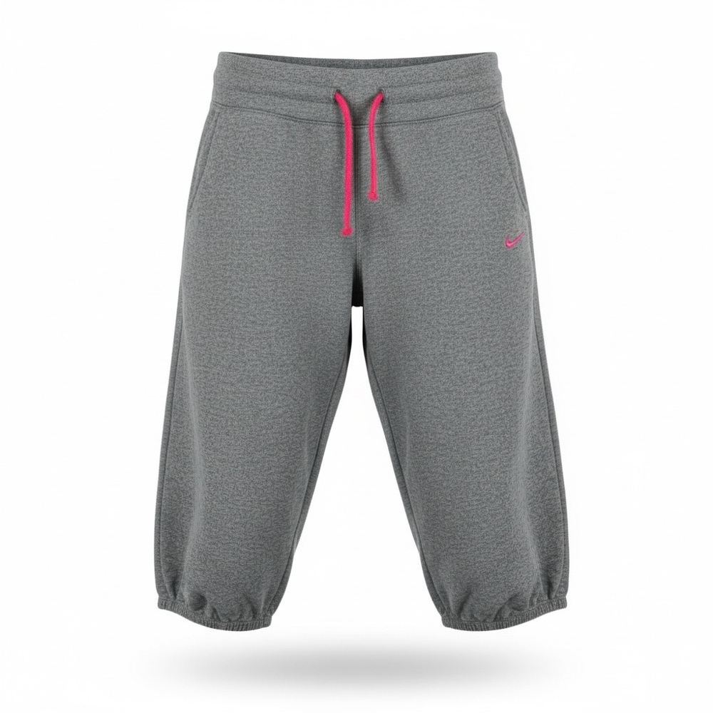 Nike Gray Capri Pants with Pink Details medium drawcord adjustable waist